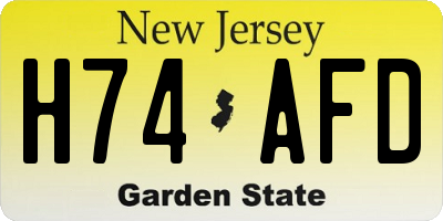 NJ license plate H74AFD