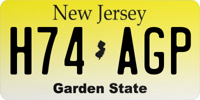 NJ license plate H74AGP