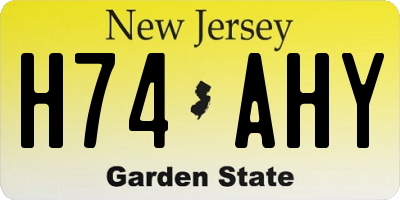 NJ license plate H74AHY