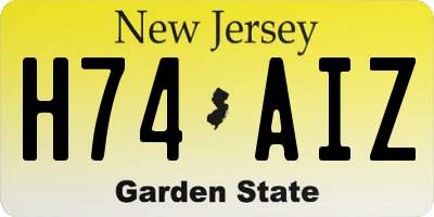 NJ license plate H74AIZ