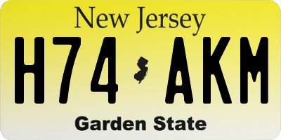 NJ license plate H74AKM