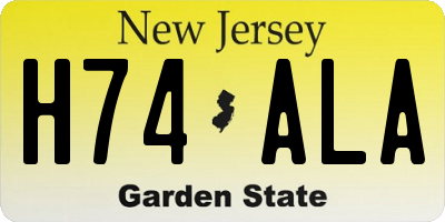 NJ license plate H74ALA