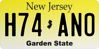 NJ license plate H74ANO