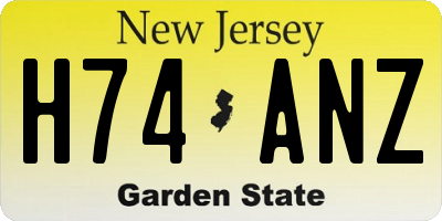 NJ license plate H74ANZ