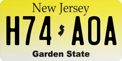 NJ license plate H74AOA