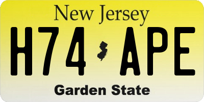 NJ license plate H74APE