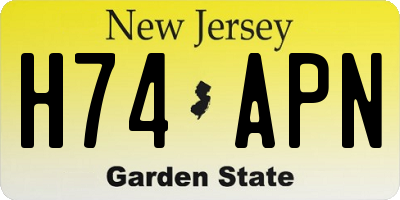 NJ license plate H74APN