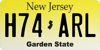 NJ license plate H74ARL