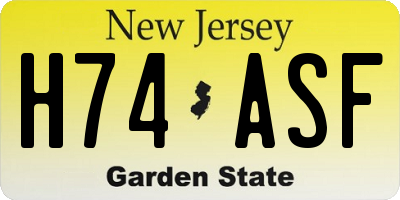 NJ license plate H74ASF