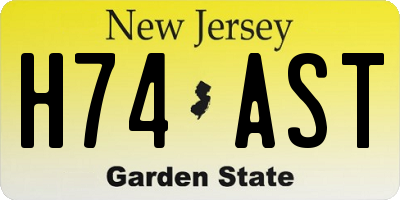 NJ license plate H74AST