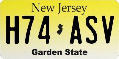 NJ license plate H74ASV