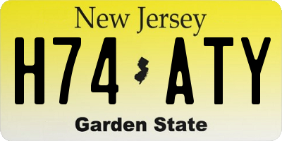 NJ license plate H74ATY