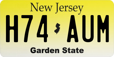 NJ license plate H74AUM