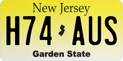 NJ license plate H74AUS