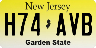NJ license plate H74AVB