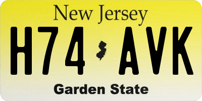 NJ license plate H74AVK