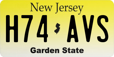 NJ license plate H74AVS