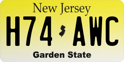 NJ license plate H74AWC