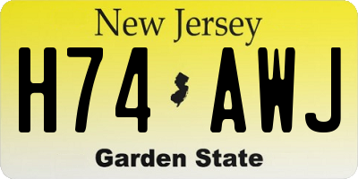 NJ license plate H74AWJ