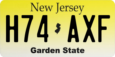 NJ license plate H74AXF
