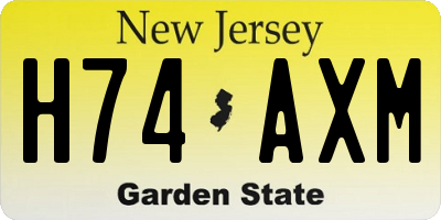 NJ license plate H74AXM