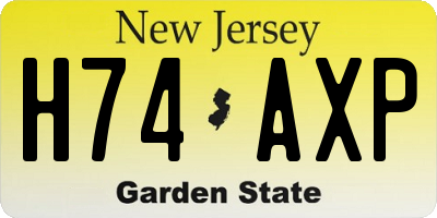 NJ license plate H74AXP