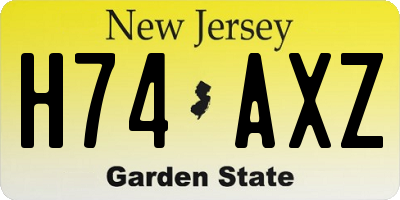 NJ license plate H74AXZ