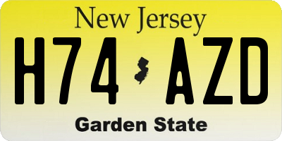 NJ license plate H74AZD