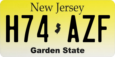 NJ license plate H74AZF