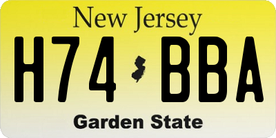 NJ license plate H74BBA