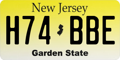 NJ license plate H74BBE