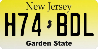 NJ license plate H74BDL