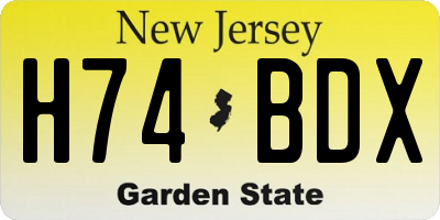 NJ license plate H74BDX