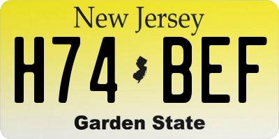 NJ license plate H74BEF