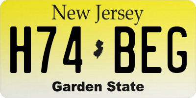 NJ license plate H74BEG