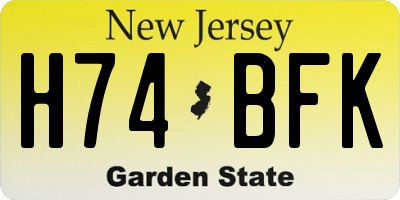 NJ license plate H74BFK