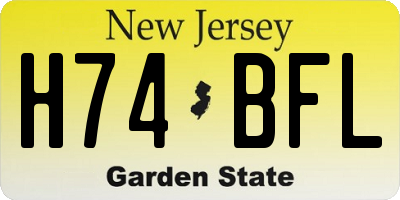 NJ license plate H74BFL