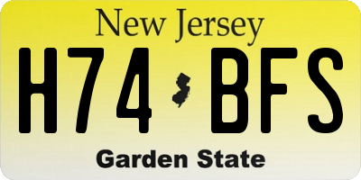 NJ license plate H74BFS