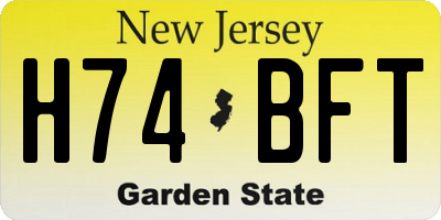 NJ license plate H74BFT