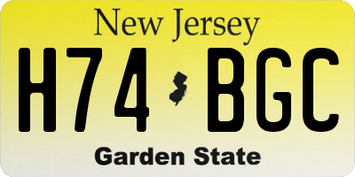 NJ license plate H74BGC