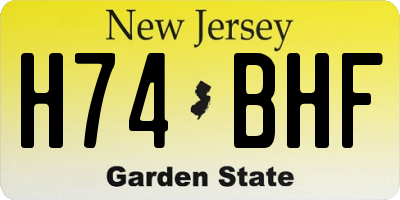 NJ license plate H74BHF