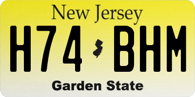 NJ license plate H74BHM