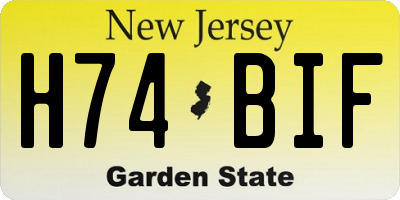 NJ license plate H74BIF