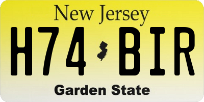 NJ license plate H74BIR