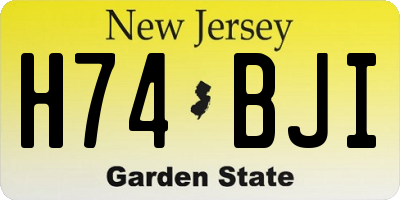 NJ license plate H74BJI