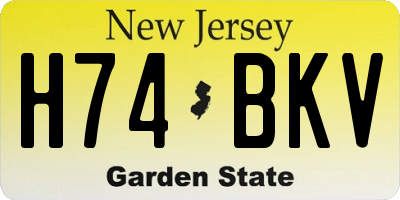 NJ license plate H74BKV