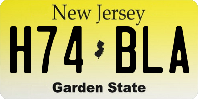 NJ license plate H74BLA