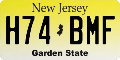 NJ license plate H74BMF