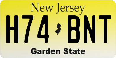 NJ license plate H74BNT