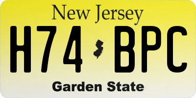 NJ license plate H74BPC